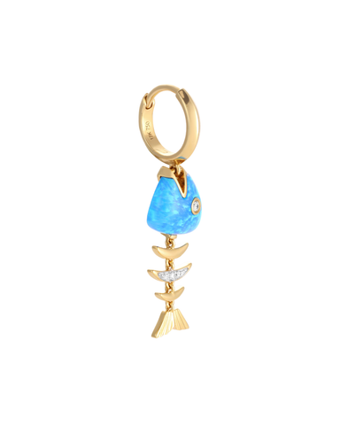 Bedouin Fishbone Single Earring Blue Opal