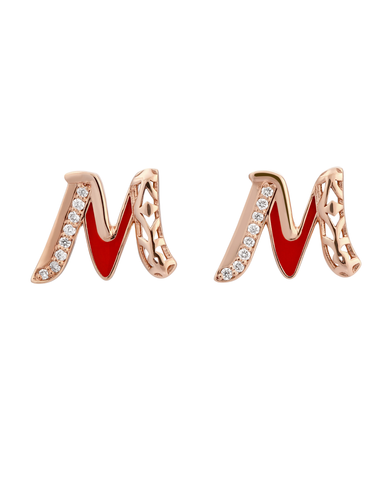 Retro Diamond Stud Earring Letter M