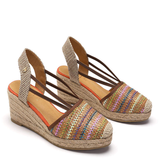 Model wears Emily Coffee Espadrille