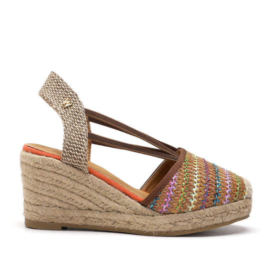 Model wears Emily Coffee Espadrille