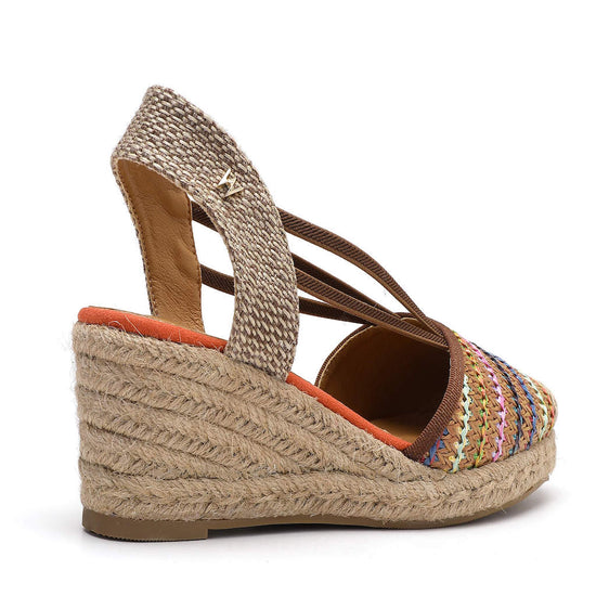 Model wears Emily Coffee Espadrille