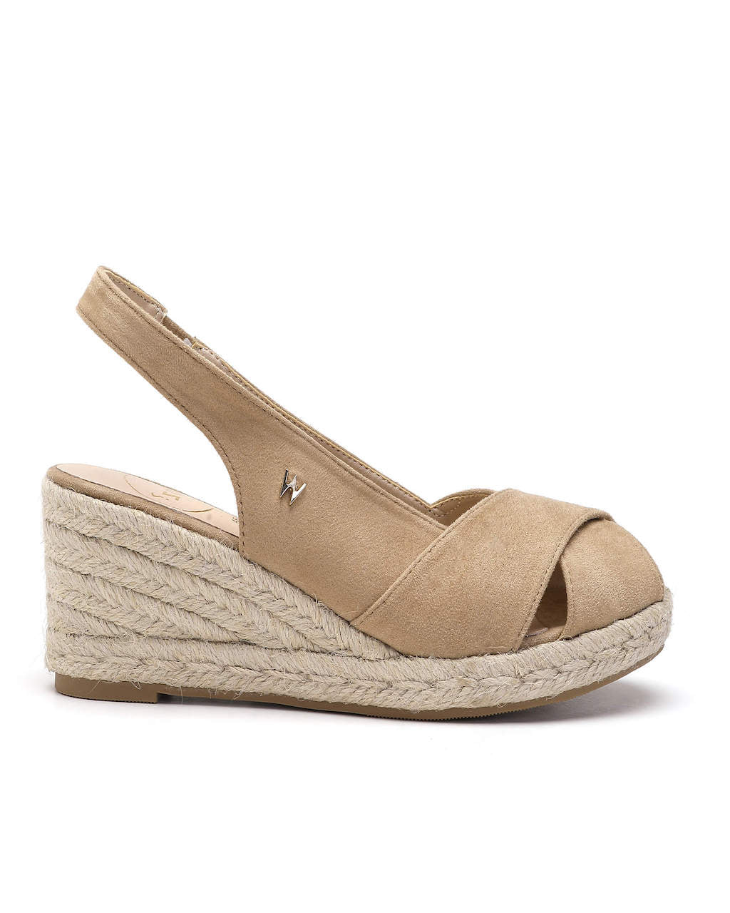 Model wears Zoey Taupe Espadrille