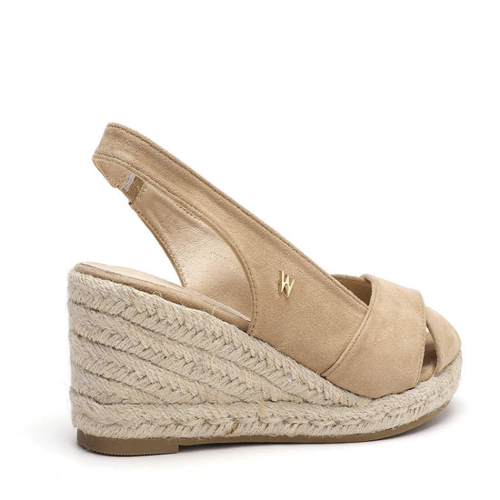 Model wears Zoey Taupe Espadrille