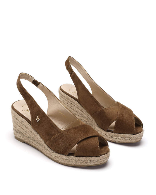 Model wears Zoey Tobacco Espadrille