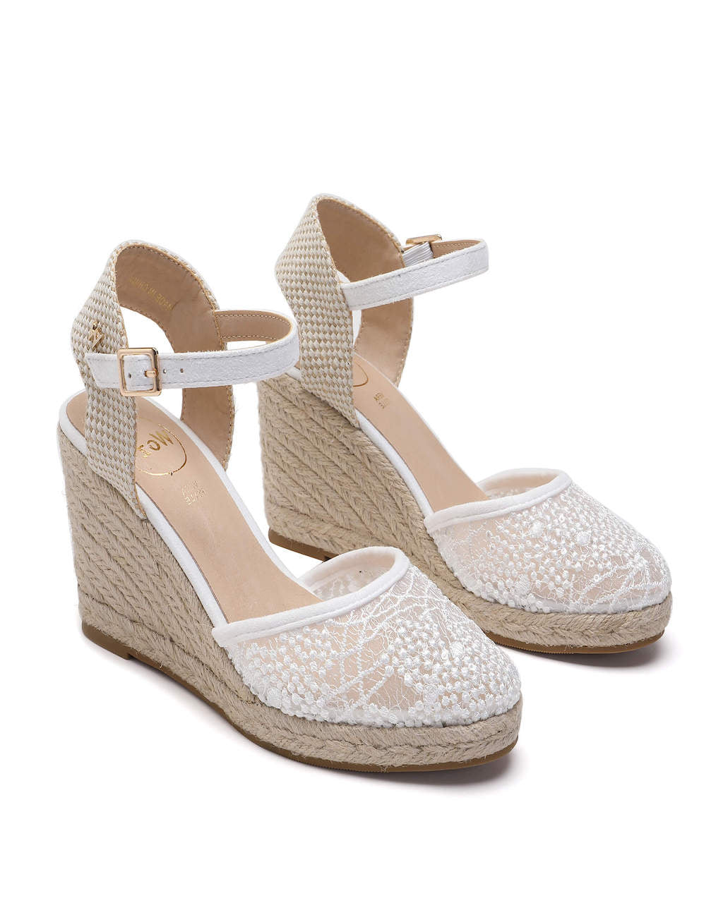 Model wears Joy White Espadrille