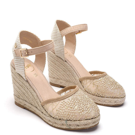 Model wears Joy Beige Espadrille