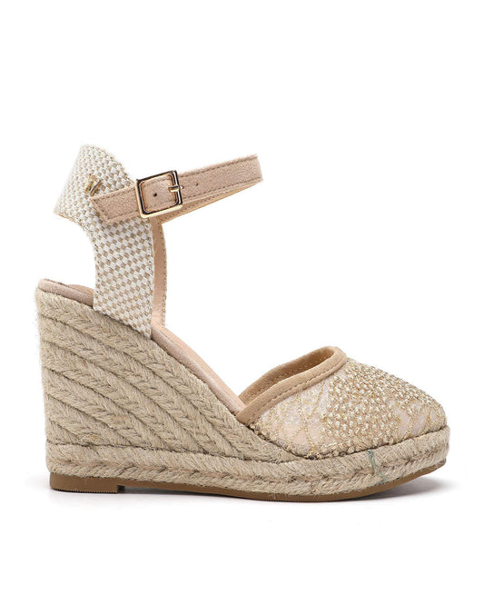 Model wears Joy Beige Espadrille