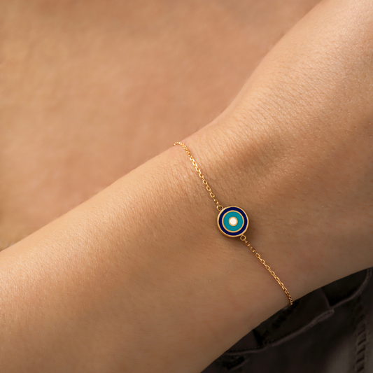 OULA - 18K Gold & Enamel Letter Bracelet Double Sided