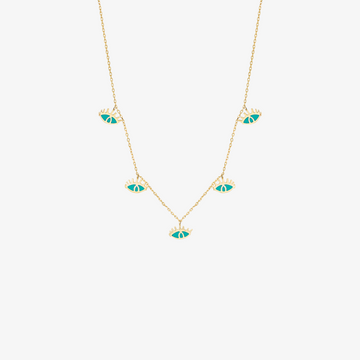 YA EIN - 18K Gold & Enamel Evil Eye Necklace