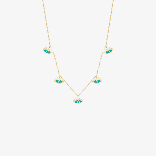 YA EIN - 18K Gold & Enamel Evil Eye Necklace