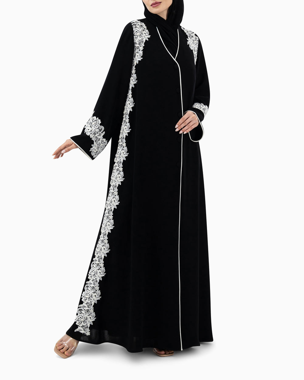 Abaya | Black and White Lace