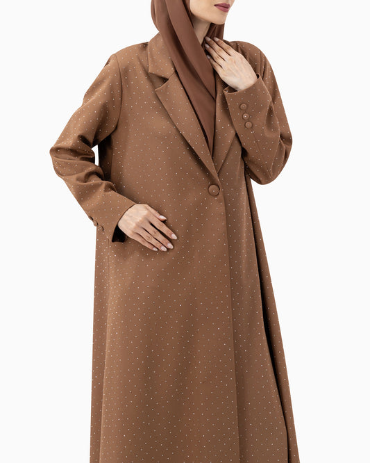 Abaya | Brown Embellished