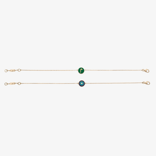 OULA - 18K Gold & Enamel Letter Bracelet Double Sided