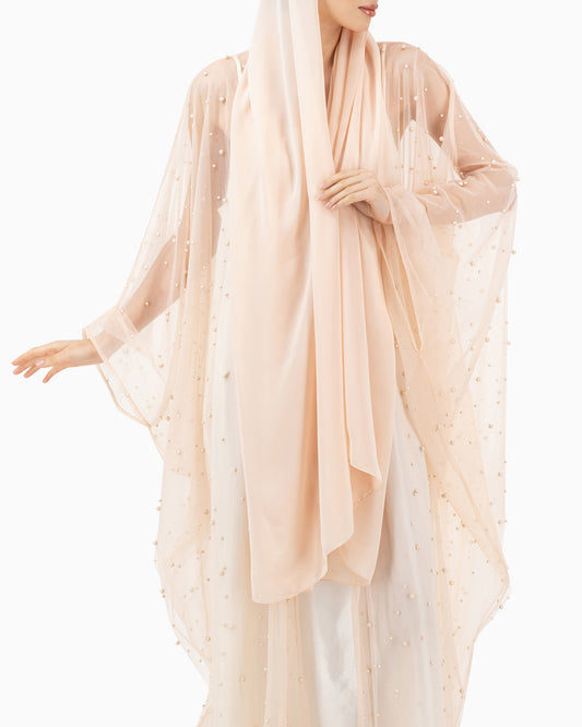 Peach Pearls Wedding Abaya