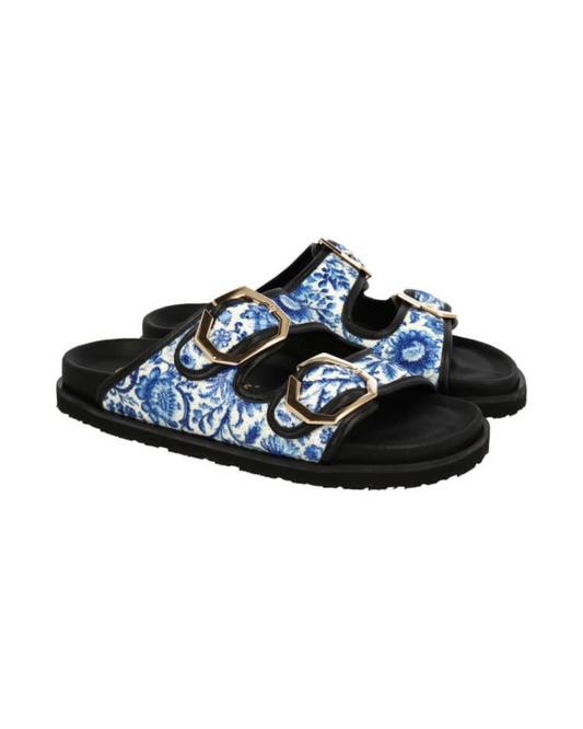 Model wears Galia Vegan Tile Blue