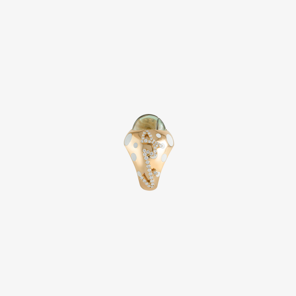 TAIM - 18K Gold, Diamond & Enamel "Love" Ring