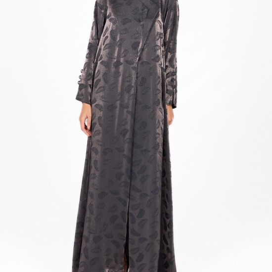 Model wears Leafy Abaya Brown