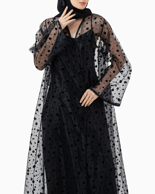 Black Polka Dot Wedding Abaya