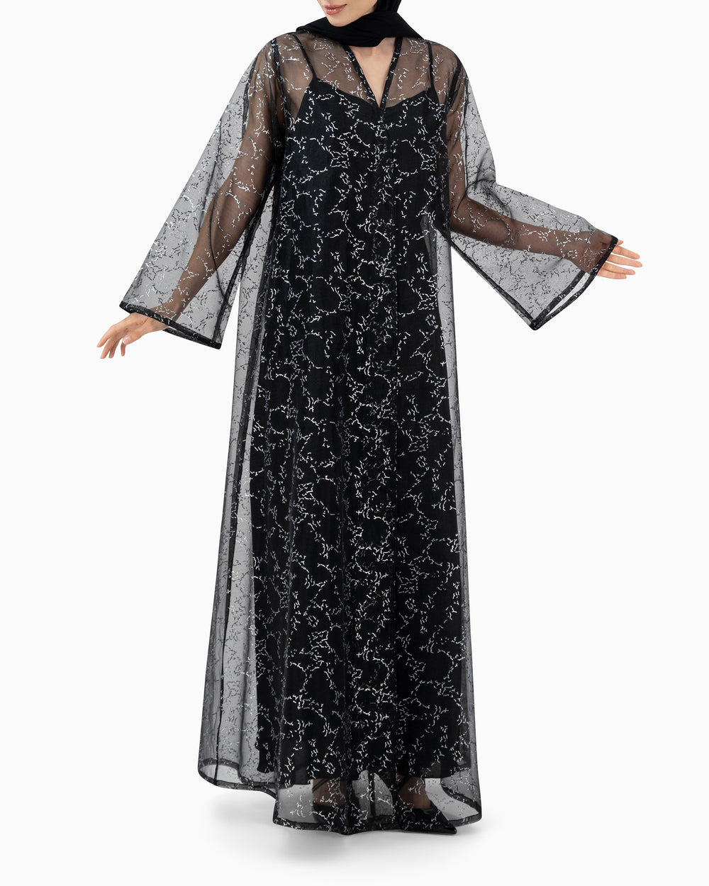 Black and Silver Wedding Abaya