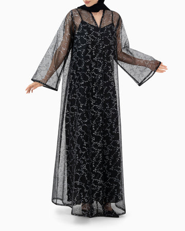 Black and Silver Wedding Abaya