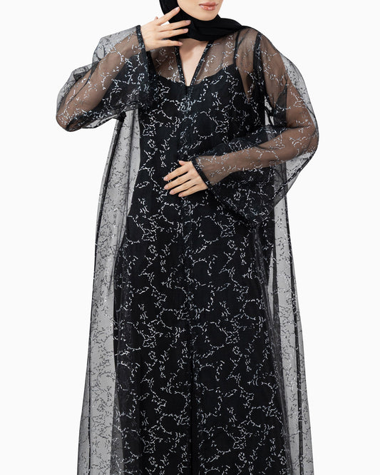 Black and Silver Wedding Abaya