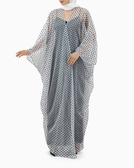 White Polka Dot Wedding Abaya