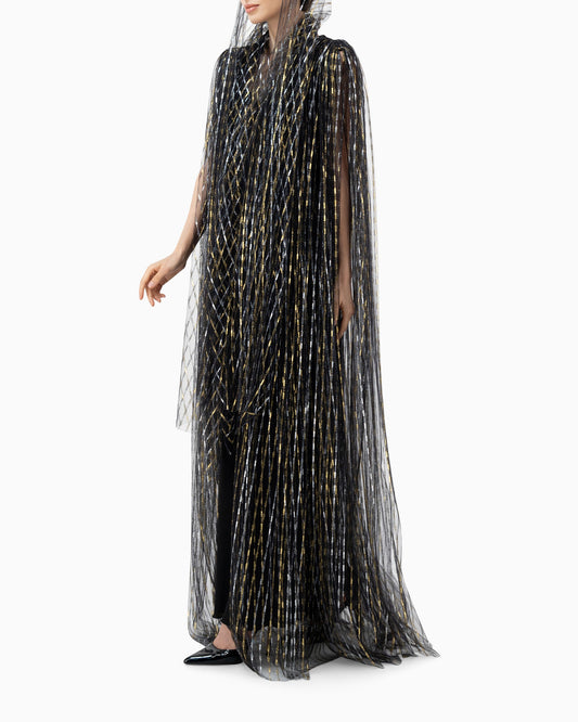 Black and Gold Patterned Wedding Abaya