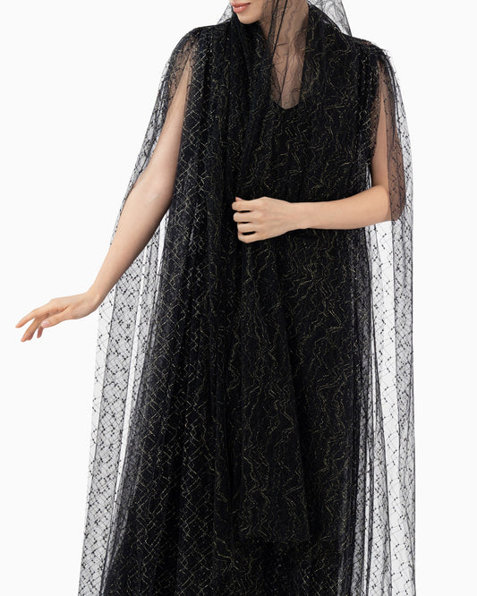 Silver Patterned Wedding Abaya