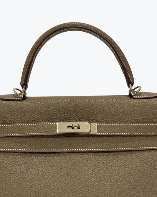 Kelly 35 in Étoupe Leather with Palladium Hardware