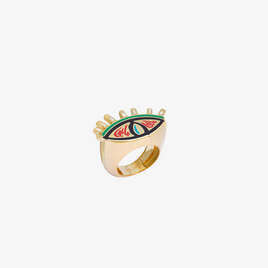 YA EIN — 18K Gold & Diamond Baguette "YA EIN" Ring