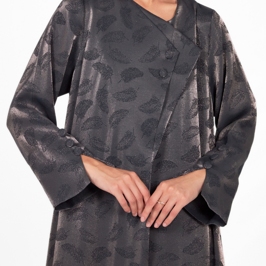 Model wears Leafy Abaya Brown