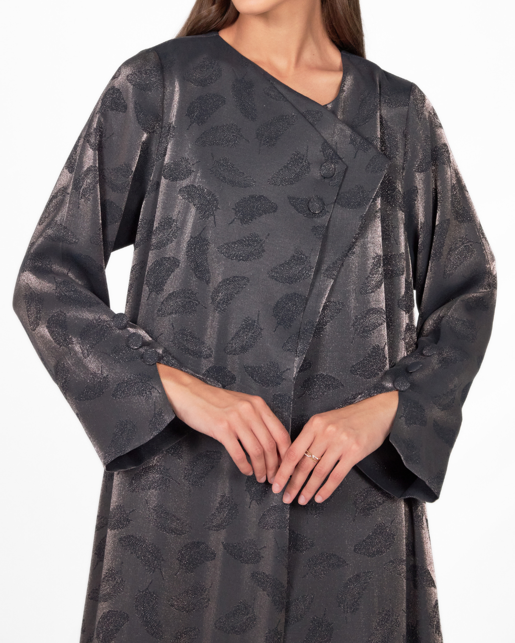 Model wears Leafy Abaya Brown