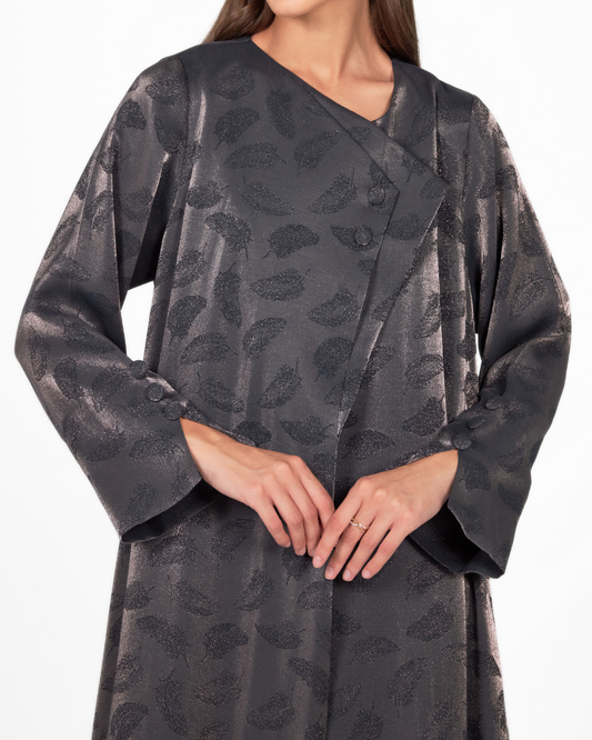 Model wears Leafy Abaya Brown