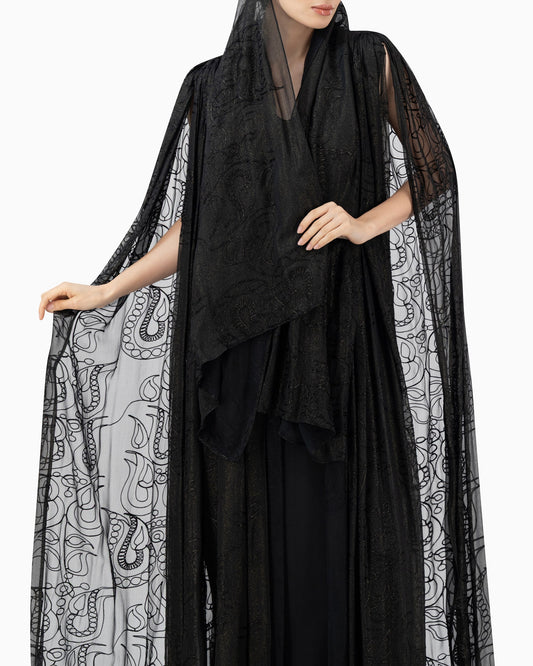Black Paisley Wedding Abaya