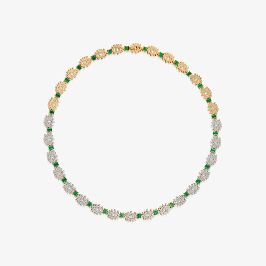 YA EIN - 18K Gold & Diamond Necklace with Emeralds