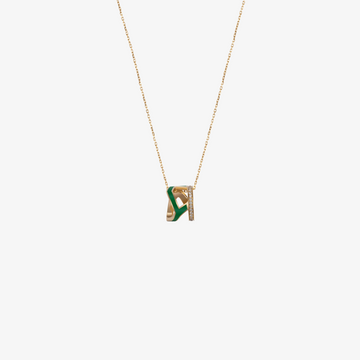 HOBBI — 18K Gold, Circle Diamond & Enamel Letter Pendant