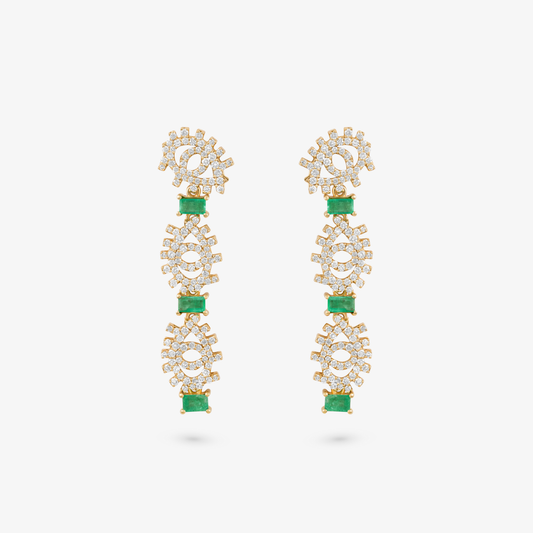 YA EIN - 18K Gold & Diamonds Earrings with Emeralds