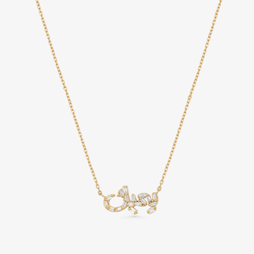 HOBB — 18K Gold Baguette Diamond “I Love You” Necklace