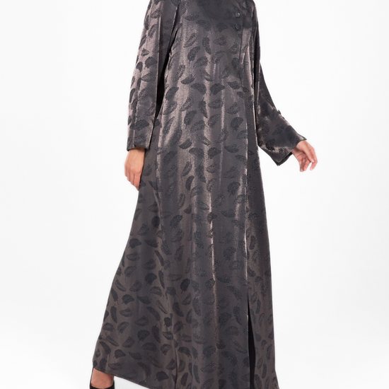 Model wears Leafy Abaya Brown