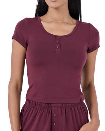 Women Sleep Tee Dark Burgundy