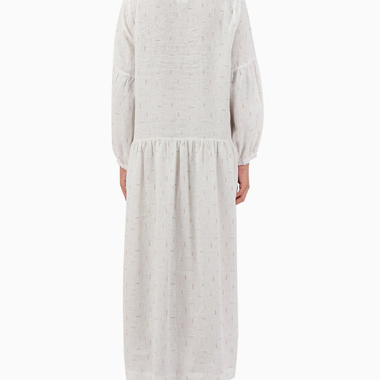 Model wears White V-neck Dress