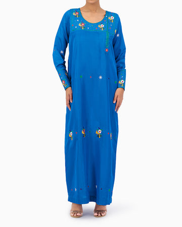 Model wears Blue Mkhawar