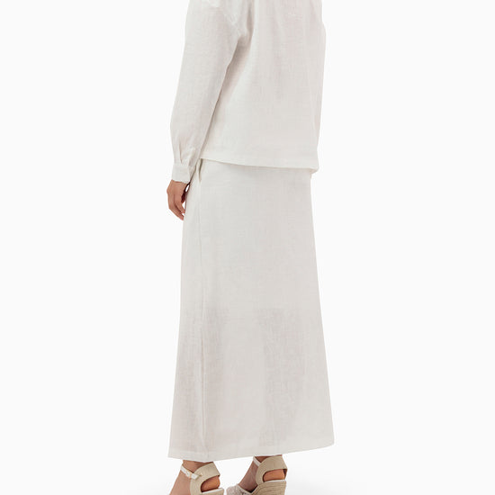 Model wears White Set With Collar Shirt