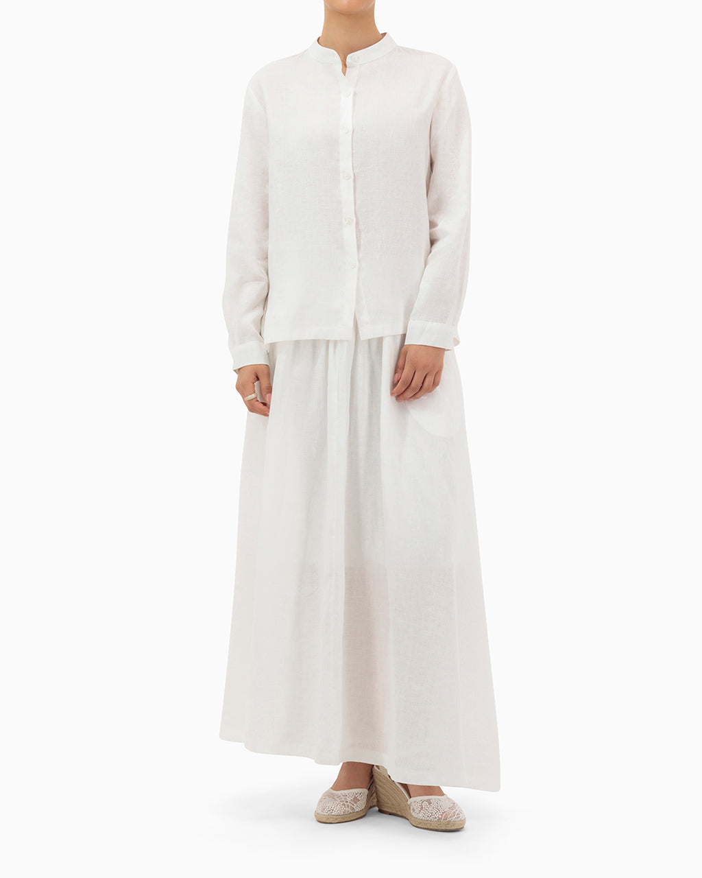 Model wears White Set