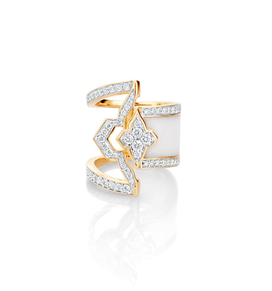 White Edgy Ceramic Ring