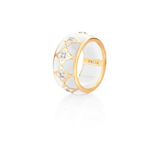 White Ceramic Monochromatic Stackable Ring