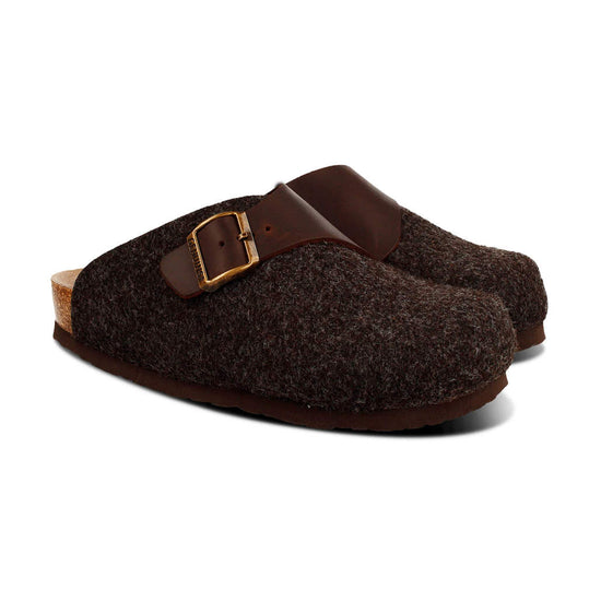 Model wears Branco Brown Clogs