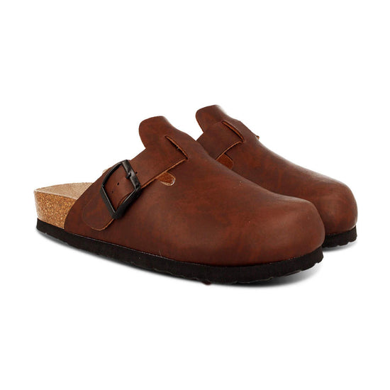 Model wears Riva Light Brown Clogs