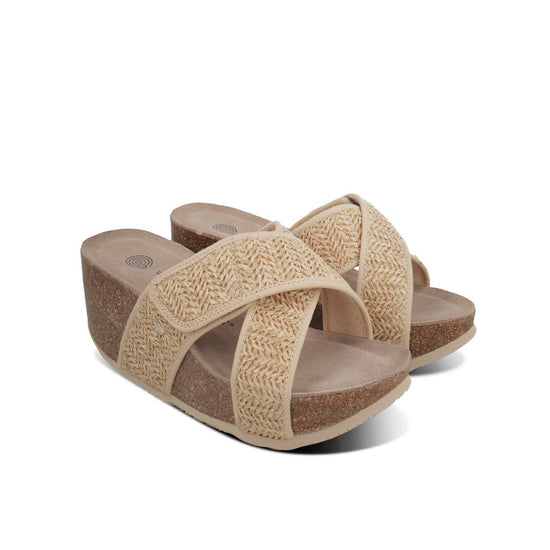 Model wears Benicasim Beige Sandal