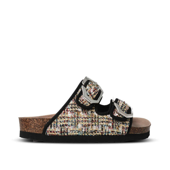 Model wears Galia Black Sandal